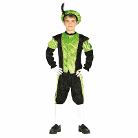 Pietenpak roetveeg Piet   groen/zwart   pieten verkleed kostuum 3 delig   kinderen