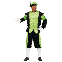 Pietenpak roetveeg Piet   groen/zwart   pieten verkleed kostuum 3 delig   unisex
