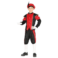 Pietenpak roetveeg Piet   rood/zwart   pieten verkleed kostuum 3 delig   kinderen