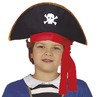 Piraten kapitein hoed voor kinderen   carnaval/verkleed accessoires   zwart   met ornamenten
