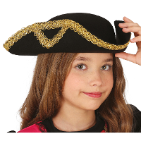Piratenhoed kapitein zwart   Verkleed hoeden   Kinderen   polyester   piraten/zeerover thema