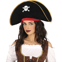 Piratenhoed zwart   Verkleed hoeden   Volwassenen   polyester   piraten/zeerover thema