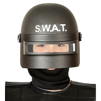 Politie SWAT verkleed helm   met vizier   kinderen   zwart   arrestatieteam