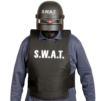 Politie SWAT verkleed helm   zwart   met vizier   voor volwassenen