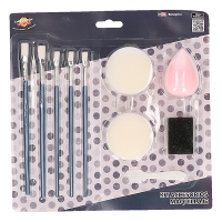 Schmink attributen set   10 delig   make up kwasten en sponsjes   verschillende maten