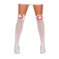 Sexy zuster/verpleegster verkleed kousen/kniekousen   wit/rood   Carnaval accessoires