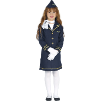 Stewardess verkleed kostuum   blauw   voor meisjes   jurkje en hoed