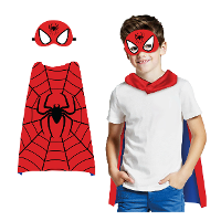 Superhelden verkleedset voor kinderen   rood   spin   one size   cape/oogmasker   comic/stripheld