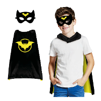Superhelden verkleedset voor kinderen   zwart   vleermuis   one size   cape/oogmasker   comic/striph