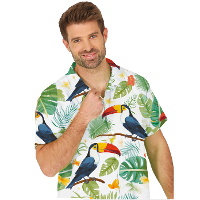 Tropical party Hawaii blouse heren   toekan   groen   carnaval/themafeest