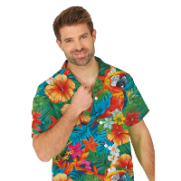 Tropical party Hawaii blouse heren   tropische bloemen   oranje   carnaval/themafeest