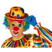 Verkleed bolhoed voor volwassenen geel met stippen   Carnaval clown
