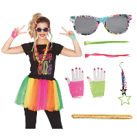Verkleed Carnaval set   voor dames   8 delig   fouten party/jaren 80