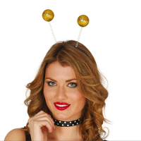 Verkleed diadeem discoballen/Aliens sprieten   goud   meisjes/dames   Carnaval