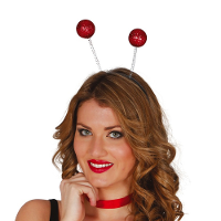 Verkleed diadeem discoballen/Aliens sprieten   rood   meisjes/dames   Carnaval