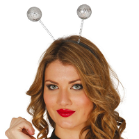 Verkleed diadeem discoballen/Aliens sprieten   zilver   meisjes/dames   Carnaval