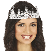 Verkleed diadeem/tiara kroon met edelstenen   zilver   metaal   voor volwassenen