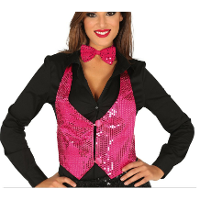 Verkleed feest gilet met pailletten   fuchsia roze   voor dames   one size