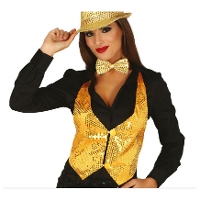 Verkleed feest gilet met pailletten   goud   voor dames   one size
