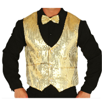 Verkleed feest gilet met pailletten   goud   voor heren   one size