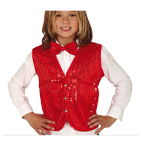 Verkleed feest gilet met pailletten   rood   voor kinderen   carnaval