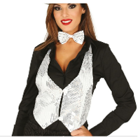 Verkleed feest gilet met pailletten   zilver   voor dames   one size