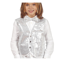 Verkleed feest gilet met pailletten   zilver   voor kinderen   carnaval
