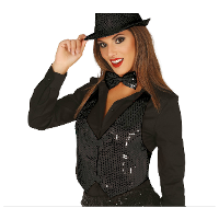 Verkleed feest gilet met pailletten   zwart   voor dames   one size