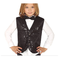 Verkleed feest gilet met pailletten   zwart   voor kinderen   carnaval