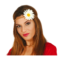 Verkleed haarband met bloem   wit   meisjes/dames   Hippie/flower Power