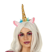 Verkleed haarband Unicorn/eenhoorn   goud gekleurd   meisjes/dames