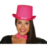 Verkleed hoge hoed   fuchsia roze   voor volwassenen   carnaval kleuren thema accessoires