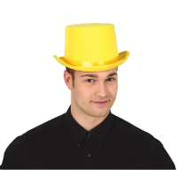 Verkleed hoge hoed   geel   voor volwassenen   carnaval kleuren thema accessoires