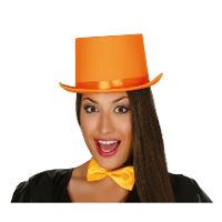 Verkleed hoge hoed   oranje   voor volwassenen   carnaval kleuren thema accessoires