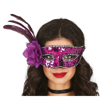 Verkleed oogmasker Venitiaans   paars pailletten   volwassenen   Carnaval/gemaskerd bal
