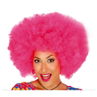 Verkleed pruik afro/hippie   roze   voor volwassenen   one size