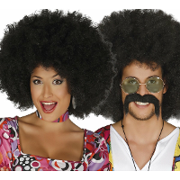 Verkleed pruik afro/hippie   zwart   voor volwassenen   one size