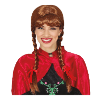 Verkleed pruik dames Anna   ijs prinses   bruin   lang haar   vlechten/prinses/fantasie