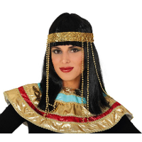 Verkleed pruik dames Egyptisch   zwart   lang haar met haarband   prinses/farao/koningin