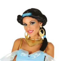 Verkleed pruik dames Jasmine   woestijn prinses   zwart   lang haar   sprookjes 1001 nacht