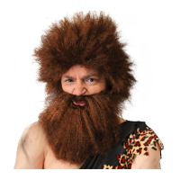 Fiestas Guirca Verkleed pruik heren Holbewonder   pruik en baard   bruin   halflang   ruig/grof/barb