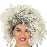 Verkleed pruik jaren 80 dames pruik   blond   gekruld   wilde krullen   Madonna look