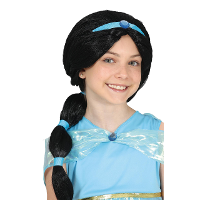 Verkleed pruik Jasmine kinderen   woestijn prinses   zwart   lang haar   sprookjes 1001 nacht thema