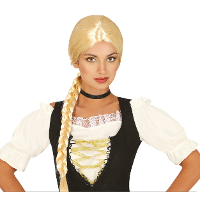 Verkleed pruik lang met vlecht   blond   voor dames   one size