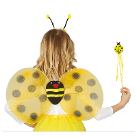 Verkleed set bijtje   vleugels/diadeem/toverstokje   geel   kinderen   Carnavalskleding/accessoires