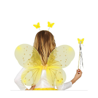 Verkleed set vlinder   vleugels/diadeem/toverstokje   geel   kinderen   Carnavalskleding/accessoires