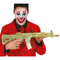 Verkleed speelgoed machinegeweer/tommy gun   goud   geheim agent/gangster thema   58 cm