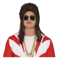 Verkleedpruik voor heren met stijl lang haar   bruin   jaren 70   Carnaval/Seventies/Disco