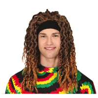 Verkleedpruik voor heren   rasta/dreads pruik Jamaica   bruin