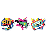Vlaggenlijn slinger met Nineties print   300 cm   karton   Jaren 90/Nineties thema